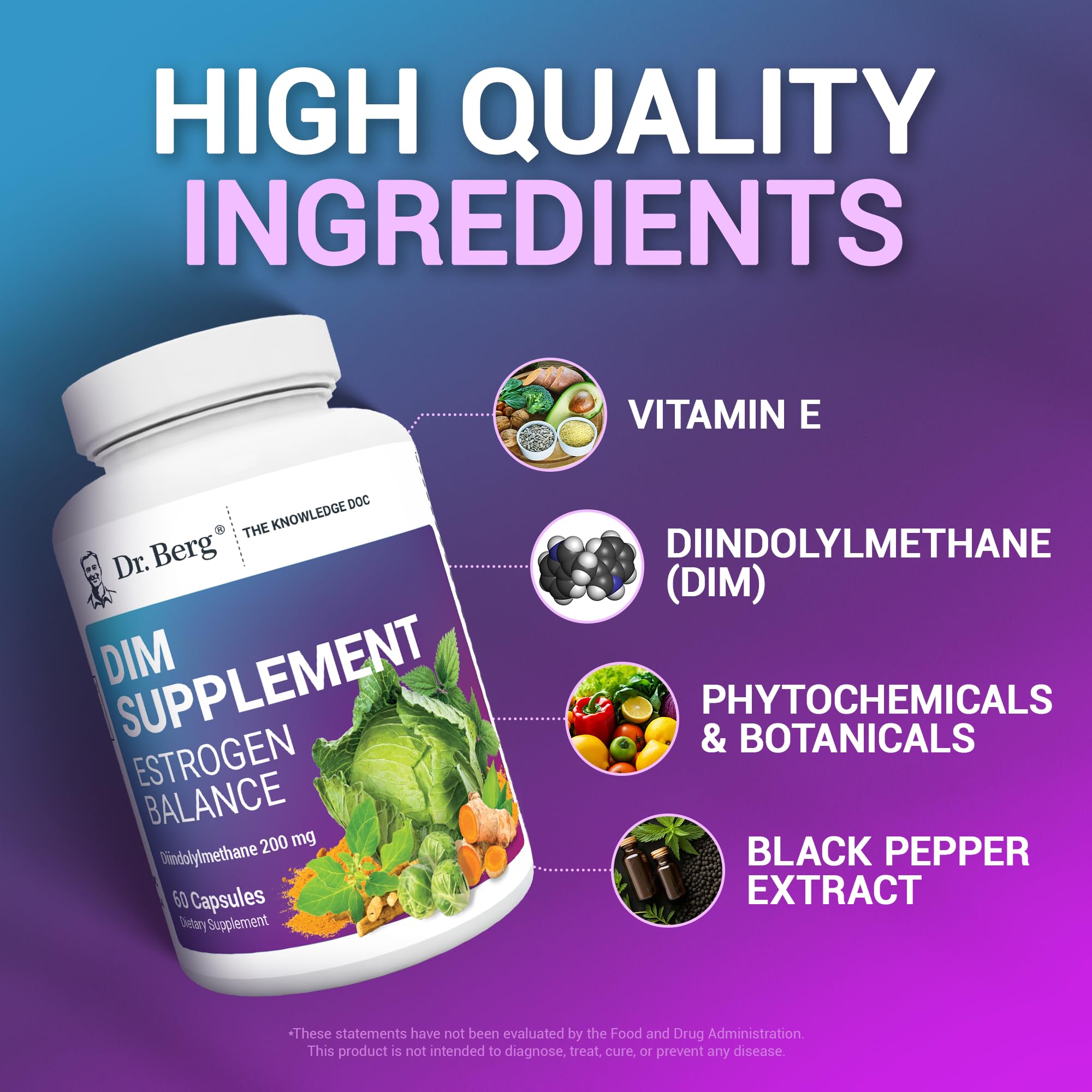 Dr. Berg DIM Supplement Estrogen Balance - Original Estrogen Supplement for Women with Diindolylmethane