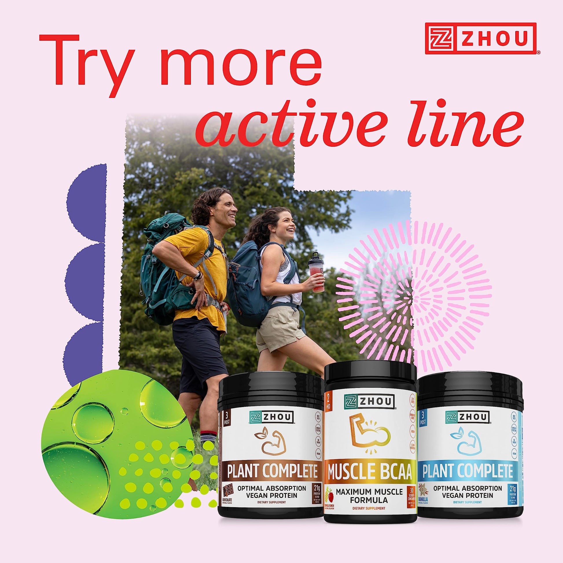 Zhou Nutrition Lite Up, Non-Stimulant Pre Workout Powder, Caffeine Free Nitric Oxide Zhou Nutrition