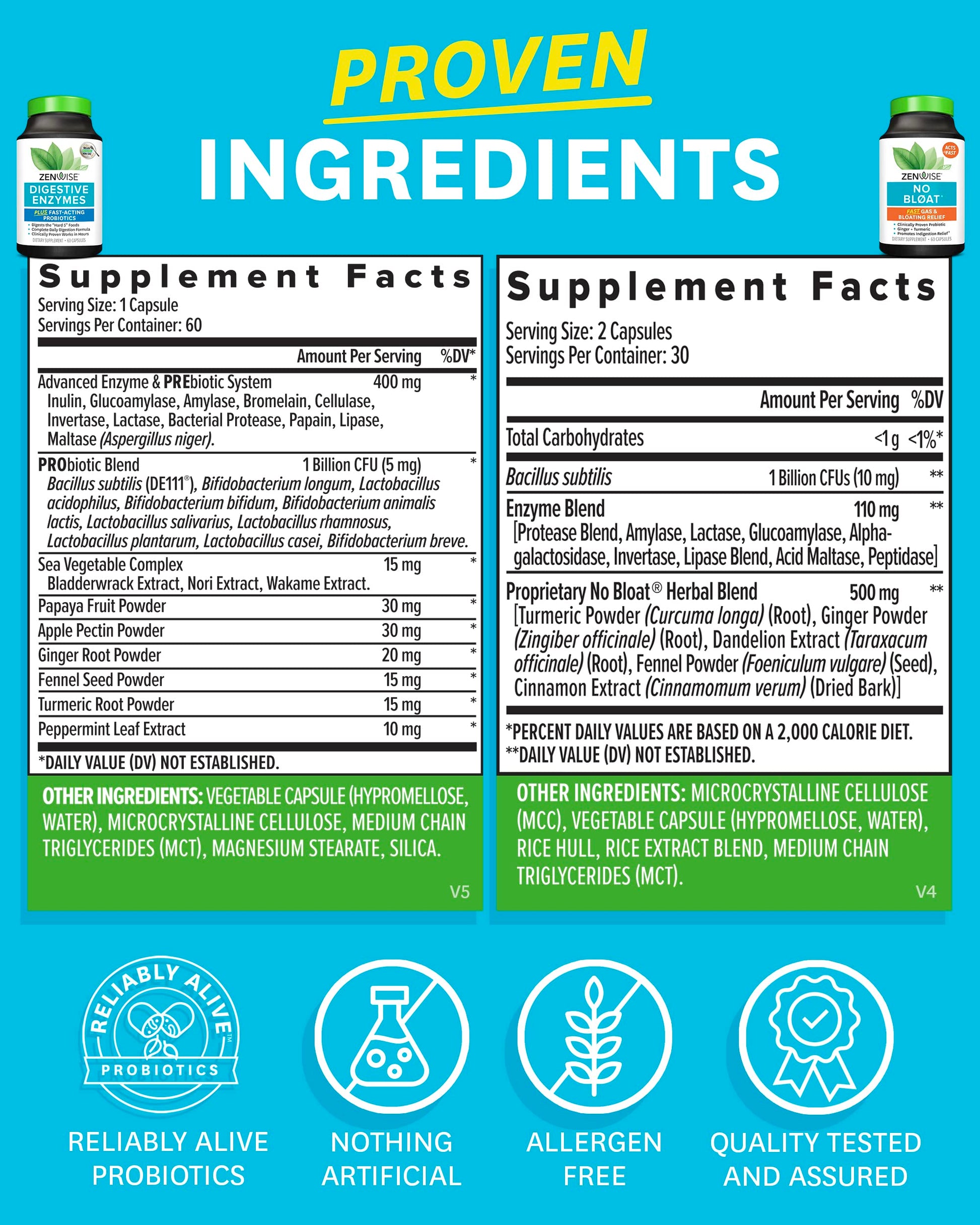 Zenwise Health Digestive Bliss Bundle - Digestive Enzymes, NO BLØAT Zenwise Health