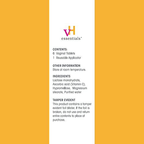 vH essentials Vitamin C Vaginal Tablet | Boric Acid Suppository Alternative | Supports Healthy pH and Eliminates