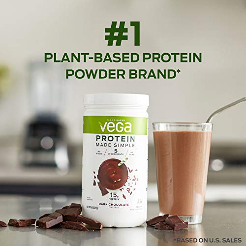 Vega Protein Made Simple, Dark Chocolate - Stevia Free Vegan Protein Powder Vega