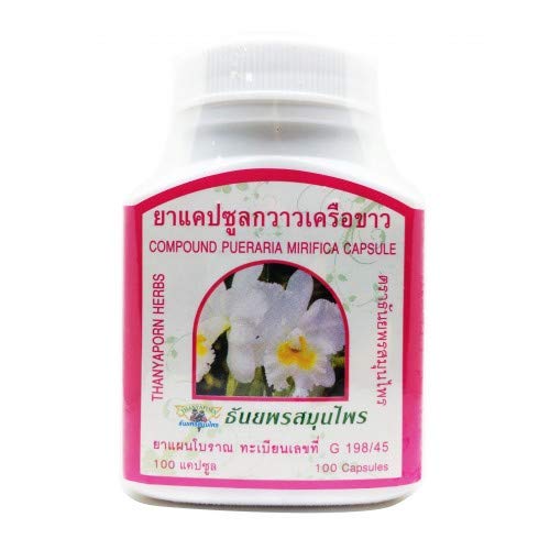 100 Capsules Pueraria mirifica Capsules,White kwao krua, Thanyapron Brand,Breast Augmentation