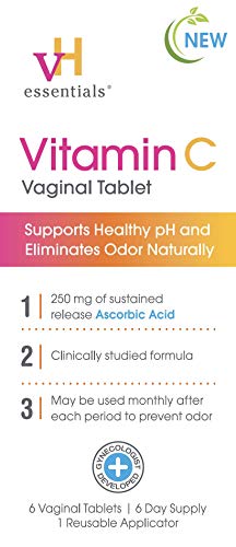 vH essentials Vitamin C Vaginal Tablet | Boric Acid Suppository Alternative | Supports Healthy pH and Eliminates vH essentials