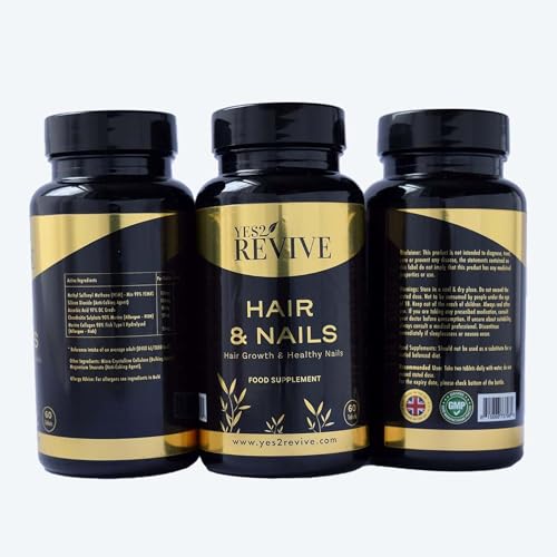 YES2 REVIVE Hair Nails Growth - Includes Marine Collagen, Ascorbic Acid, MSM & Vitamin C for Men and Women Skin, Longer, Strength, Thicker YES2 REVIVE