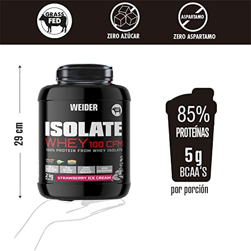 Weider Isolate Whey 100 CFM (2kg) Strawberry Ice Cream Flavour. Protein Powder with 25g Proteins Weider