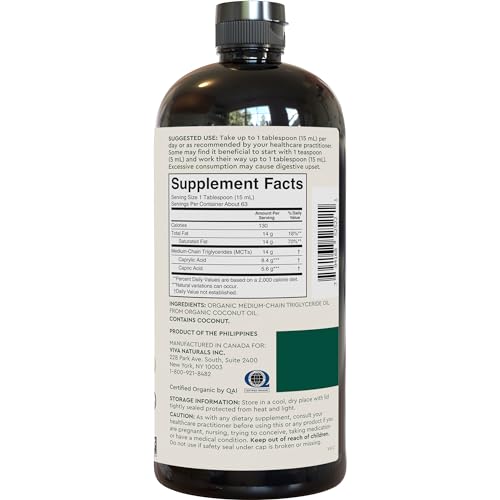 Viva Naturals Organic MCT Oil for Keto Coffee (32 fl oz) - Best MCT Oil Supplement 