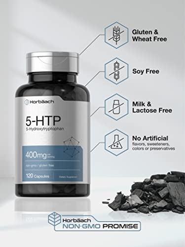 5HTP 400mg | 120 Capsules | 5-HTP Extra Strength Supplement | Non-GMO, Gluten Free Horbäach