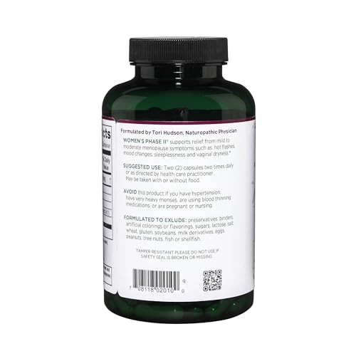 Vitanica Women's Phase II, Menopause Support, Vegan, 180 Capsules Vitanica