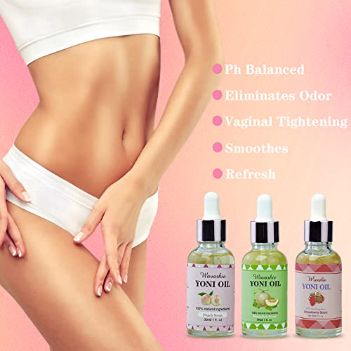 Yoni Oil for Women Set Of 3, 100% Natural Feminine Oil Intimate Deodorant for Women, Eliminates Odor Wovarkie