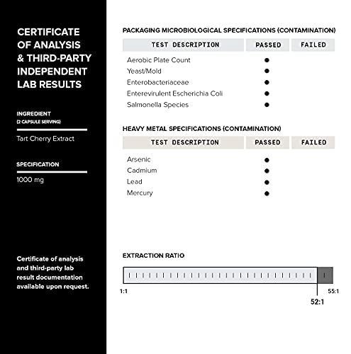Toniiq Ultra High Strength Tart Cherry Capsules - 52,000mg 52x Concentrated Extract