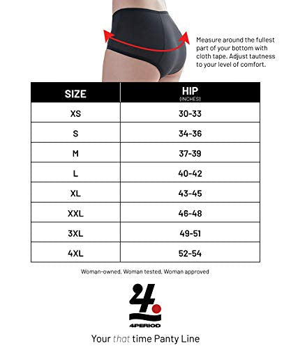 4period High Absorbency for Heavy Flow Period Panties; Leakproof, for Teens and Women (3 Black, X-Large) 4period