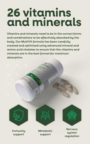 Vegetology MultiVit Vegan Multivitamins w/26 Vitamin & Mineral Supplements Vegetology