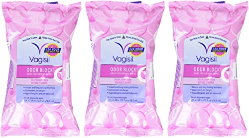 Vagisil Odor Block Daily Freshening Wipes for Feminine Hygiene in Resealable Pouch Vagisil