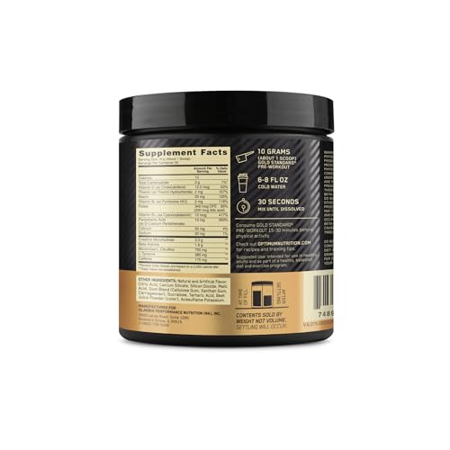 Optimum Nutrition Gold Standard Pre-Workout, Vitamin D for Immune Support Optimum Nutrition