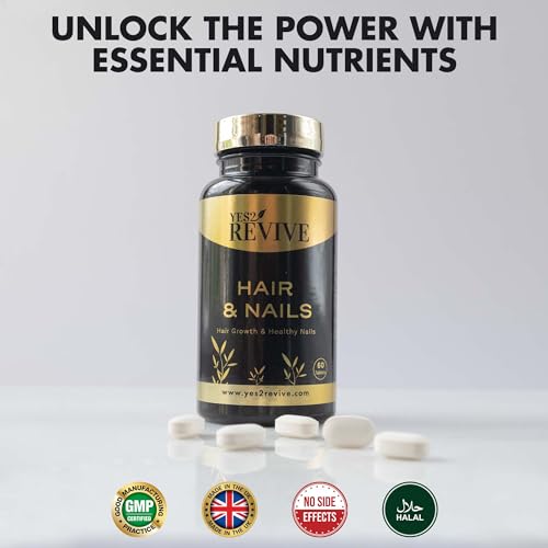 YES2 REVIVE Hair Nails Growth - Includes Marine Collagen, Ascorbic Acid, MSM & Vitamin C for Men and Women Skin, Longer, Strength, Thicker YES2 REVIVE