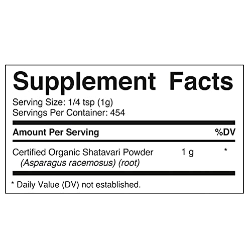 Vitamatic Certified USDA Organic Shatavari Powder 1 Pound (16 Ounce) Vitamatic