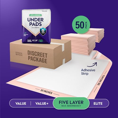 XXL Bed Pads, 5-Layer Disposable 30 x 36 Chucks Pee Pads for Incontinen Stack Man