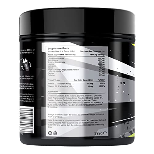 Warrior - RAGE Pre Workout Powder – Lightnin’ Lemonade 392g, WA-RG-045-01 Warrior