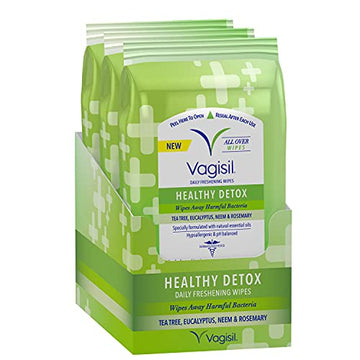 Vagisil Wipes for All Over Cleaning, Health Detox, Formulated with Essential Oils, 20 Wipes