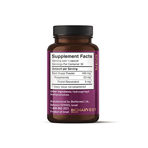 VINIA 12-Hour Sustained Release Piceid Resveratrol Supplement. Nitric Oxide Supplement VINIA