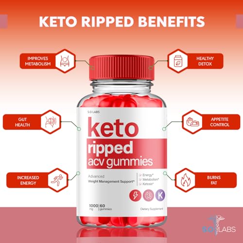 (2 Pack) Keto Ripped ACV Gummies Advanced Weight Loss, Keto Ripped Keto + ACV Gumm S.O Labs
