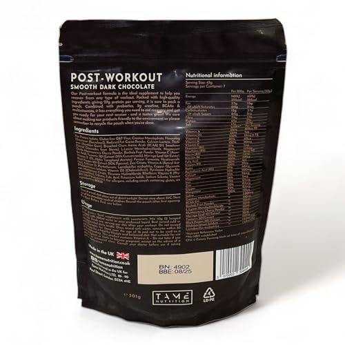 Vegan Post Workout Protein Powder | Dark Chocolate | 301g | Tame Nutrition Tame Nutrition