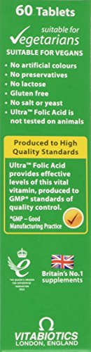 Vitabiotics Ultra Folic Acid Tablets 400 mcg Vitamin B9 with Vitamin B12-60 Tablets Vitabiotics Ultra