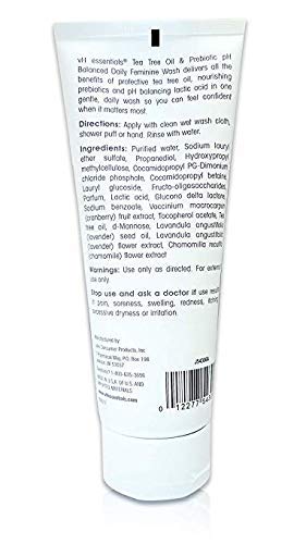 vH essentials Intimate Feminine Wash - pH Balanced with Tea Tree Oil, Cranberry, Prebiotics, Lavender vH essentials
