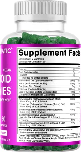 Vitamatic 2 Pack Vegan Thyroid Support Gummies with Iodine & Kelp - 60 Count 