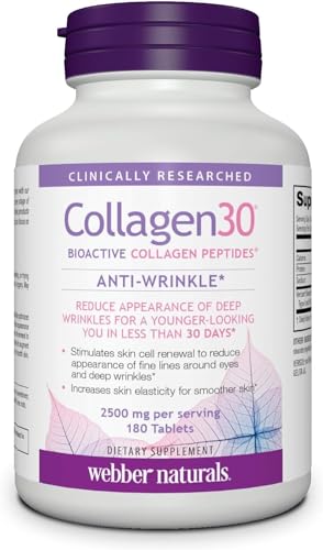 Webber Naturals Collagen30® Bioactive Collagen Peptides 2500 mg 180 Tablets Webber Naturals