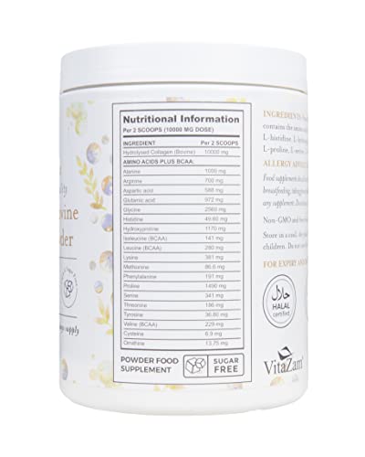 Vitazam Bovine Collagen Peptides - Hydrolyzed Type 1 & 3 Collagen Powder Protein Supplement for Healthy VitaZam
