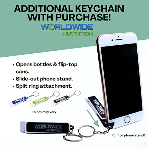 Worldwide Nutrition Bundle, 2 Items: Black Magic Multi-Source Protein Powder - Whey, Egg Albumin Enzymes, Micellar Casein & MCTs - Muscle Mass Gaining - Mint Chocolate Flavor - 2 LB and Keychain Worldwide Nutrition