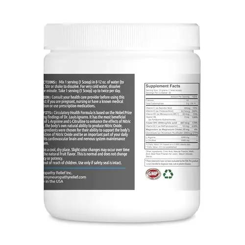 Neuropathy Relief™ - Circulatory Health Formula - Nitric Oxide Booster - Tropical Flavor (1 Jar), 30 Servings