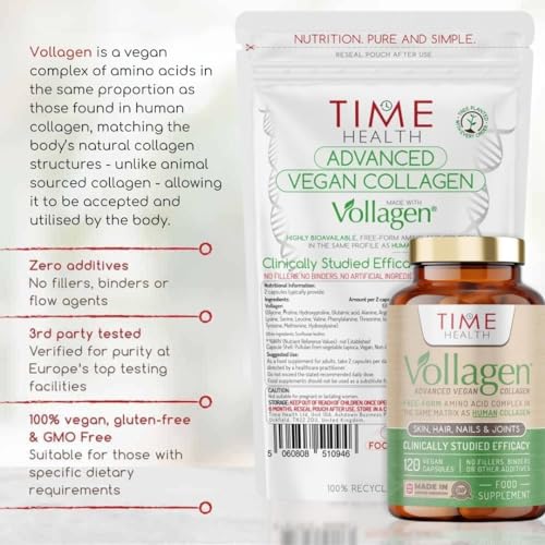 Vollagen® Advanced Vegan Collagen - 18 Amino Acid Complex in Ratio of Collagen Time Health