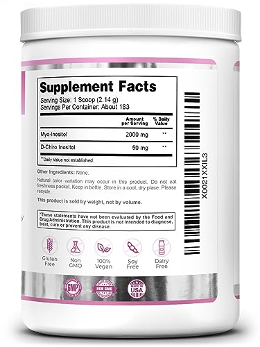 Zazzee PREGNOSITOL Powder, 183 Servings, 6 Month Supply, Premium Myo-Inositol Zazzee