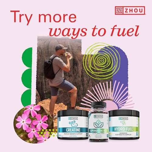 Zhou Nutrition Creatine Monohydrate Chewables 5g for Men & Women, Sugar Free Zhou Nutrition