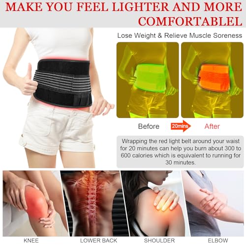 Yofalo 660nm LED Red Light and 850nm Near Infrared Red Light Therapy Belt Device for Body Pain Waist yofalo