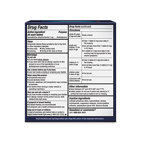 Xyzal Allergy Pills, 24-Hour Allergy Relief, 80-Count, Original Prescription Strength Xyzal