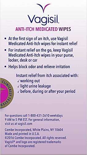 Vagisil Anti-Itch Medicated Wipes, Maximum Strength 12 ea (Pack of 9) Vagisil