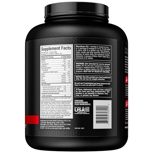 Whey Protein Powder, MuscleTech Nitro-Tech Whey Protein Isolate & Peptides, Protein MuscleTech