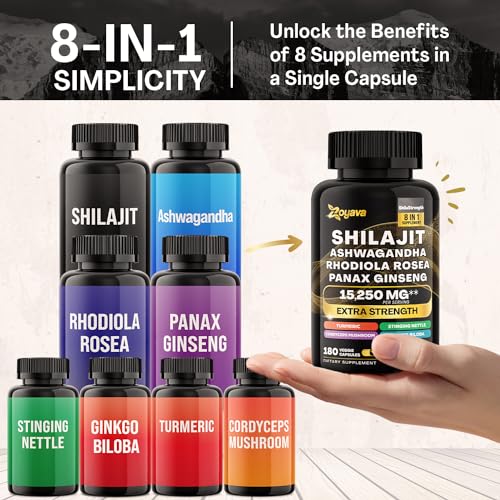 Zoyava Shilajit 9000MG Radiant Health Blend Ashwagandha 2000MG Rhodiola Rosea Zoyava