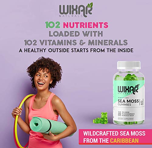 WIXAR NATURALS Sea Moss Gummies - Natural Irish Sea Moss and Bladderwrack WIXAR NATURALS