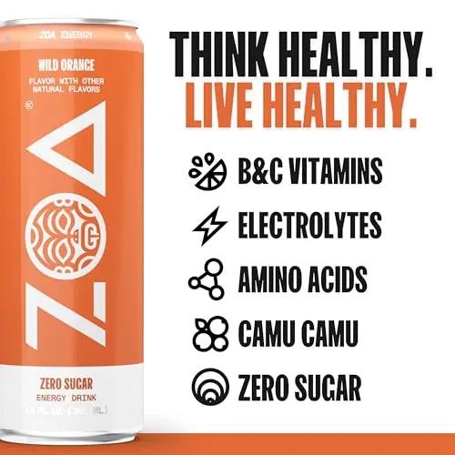 ZOA Energy Drink & ZOA+ Pre-Workout Bundle, Orange Grapefruit and Wild Orange, 12 Fl Oz (Pack Of 24)