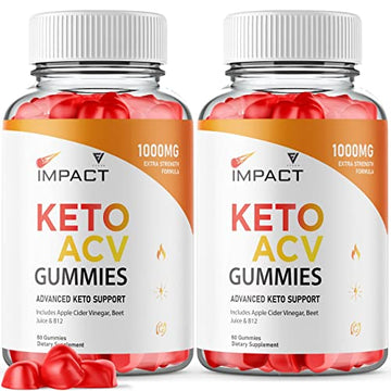 (2 Pack) Impact Keto Gummies for Weight Loss and Belly Fat Diet, AVC Keto ACV Advanced