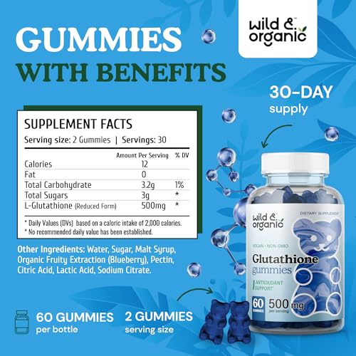 Wild & Organic Glutathione Gummies - Reduced Glutathione for Liver Cleanse & Antioxidants Wild & Organic