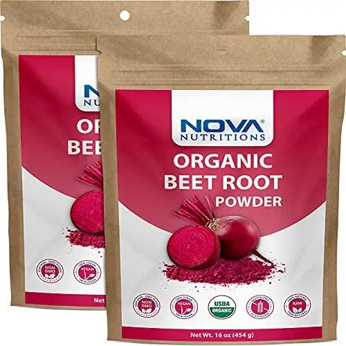 2 Pack - Nova Nutritions Certified Organic Beet Root Powder 16 OZ (454 gm) - Nitric Oxide