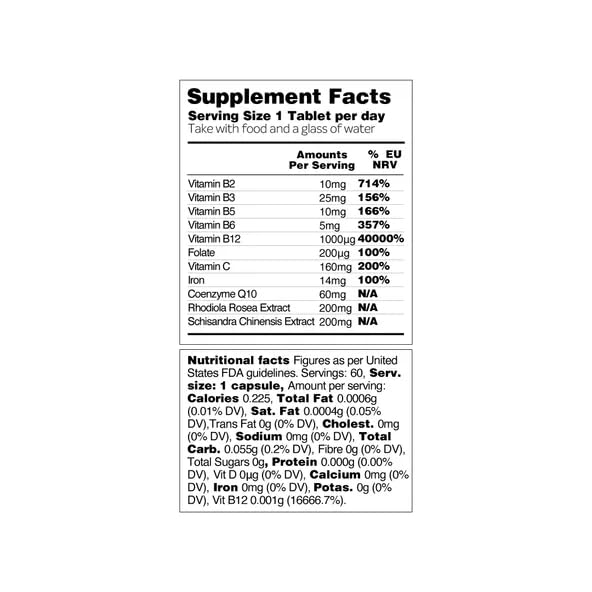 Vegetology Energy Supplements – Iron, Vitamin C & B2, B12, Folate & More – Vitamin Supple