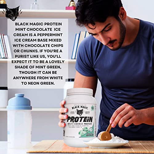 Worldwide Nutrition Bundle, 2 Items: Black Magic Multi-Source Protein Powder - Whey, Egg Albumin Enzymes, Micellar Casein & MCTs - Muscle Mass Gaining - Mint Chocolate Flavor - 2 LB and Keychain Worldwide Nutrition