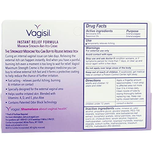 Vagisil Maximum Strength Anti-Itch Creme 1 oz (Pack of 2) Vagisil