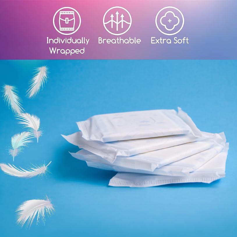 100 Bulk Pads with Wings Individually Wrapped for Women Homeless, Postpartum, Hospitals Trail maker